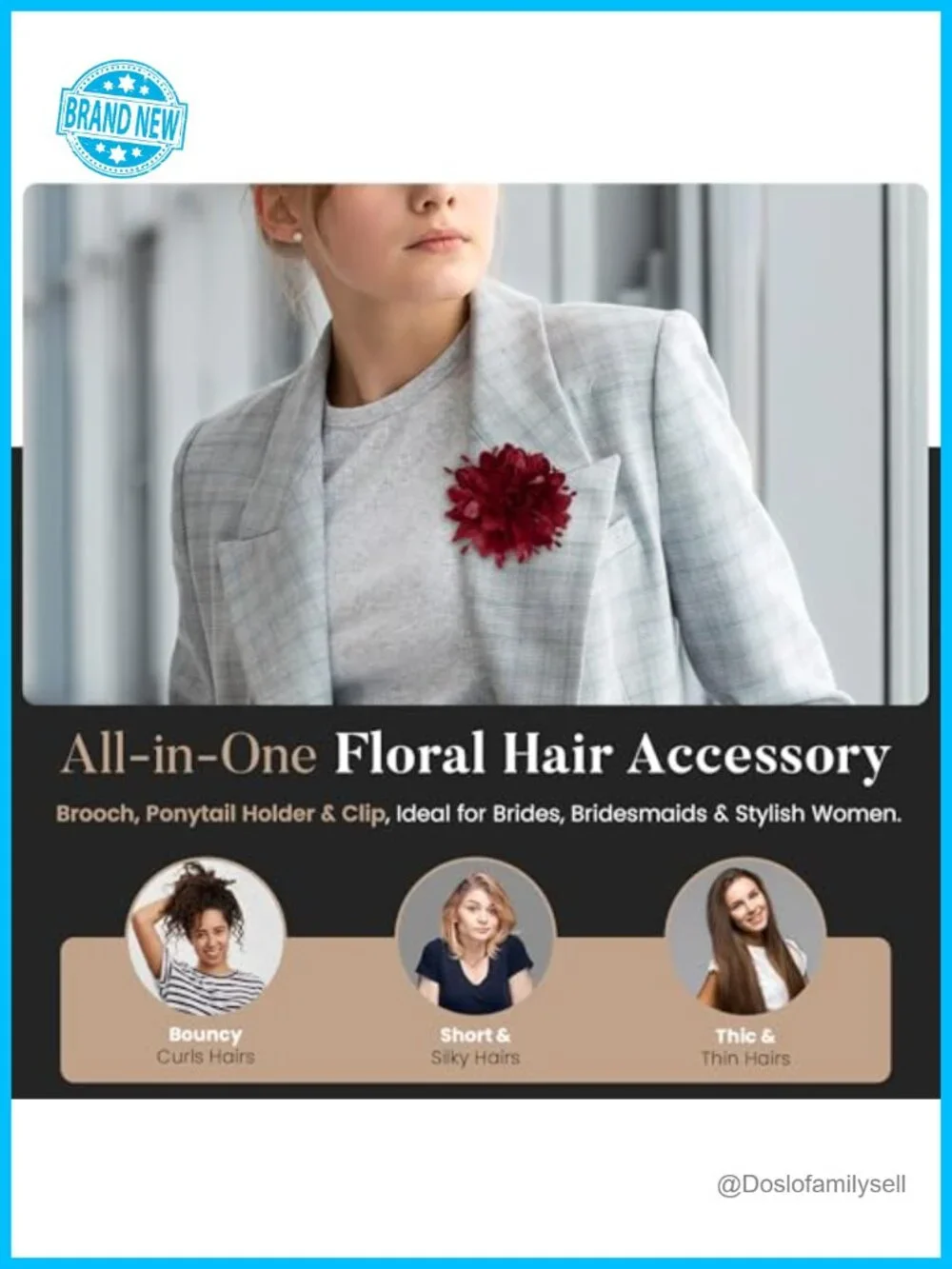 3.9in Elegant Flower Brooch Pin Hair Clip Dainty Satin Chiffon Floral